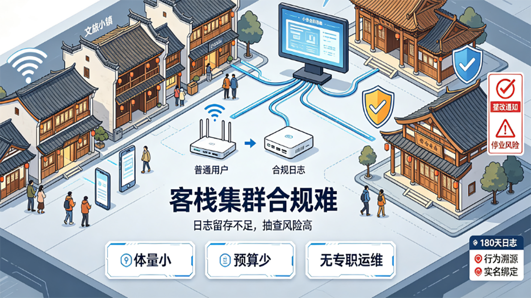 客栈上网日志留存180天怎么落地？全光网轻量化方案低成本低门槛