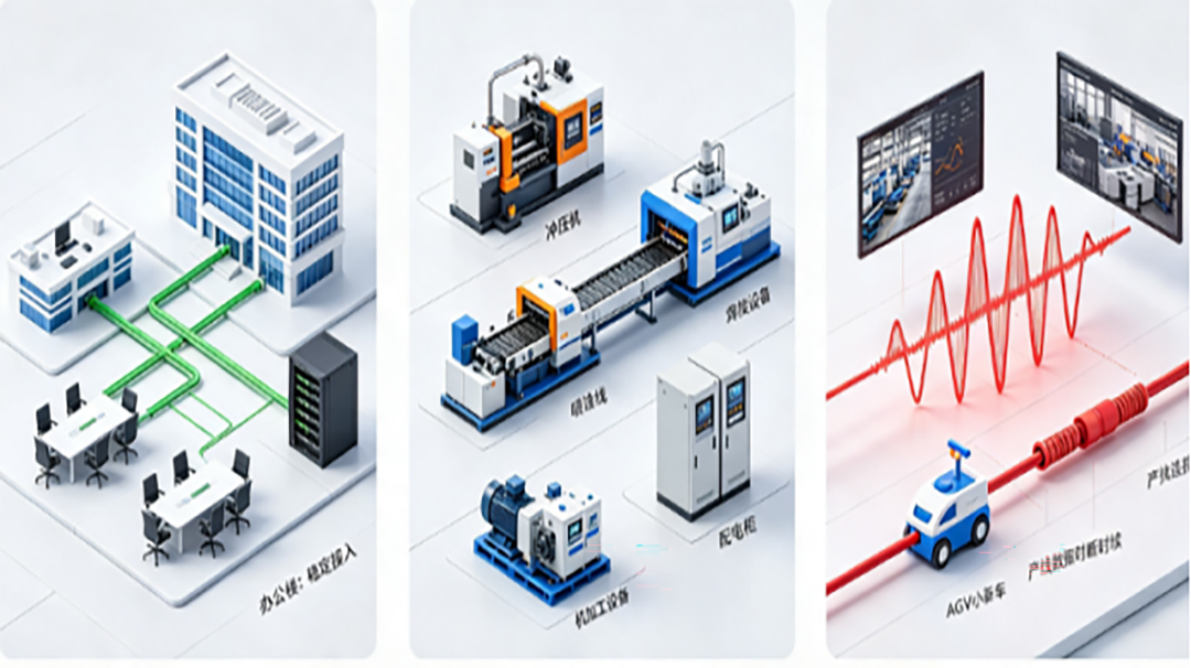 Frequent Packet Loss in Factories Under Strong Electromagnetic Interference? Full-Optical Networks Eliminate Interference Completely